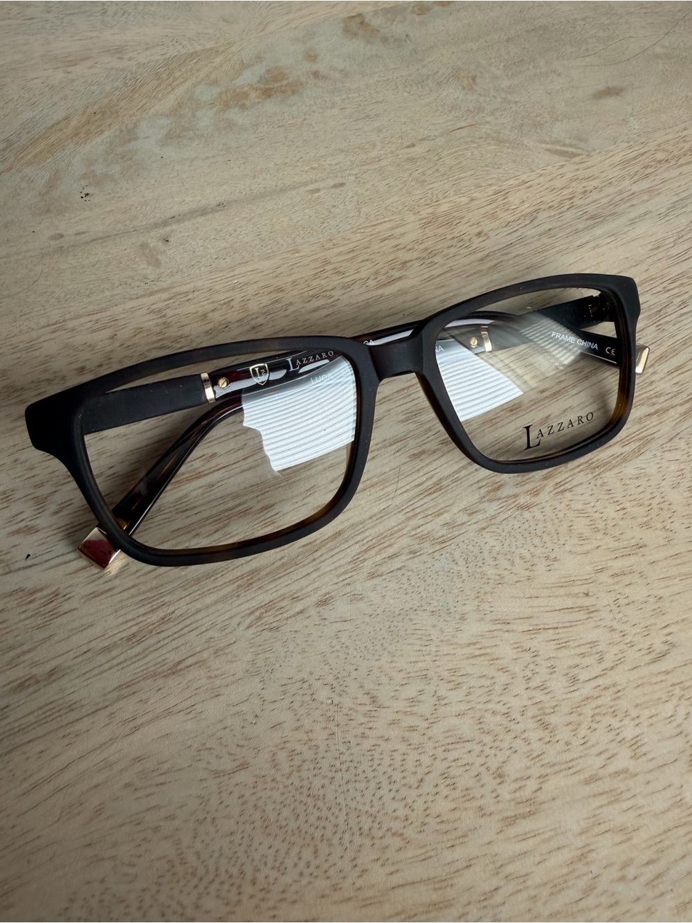Lazzaro Black/Tortoiseshell Rectangle Eyeglass Frames New, Clear lens